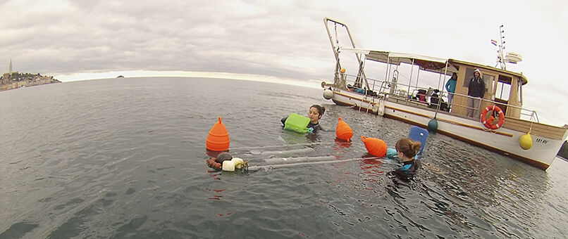 Researchers at work in the ocean