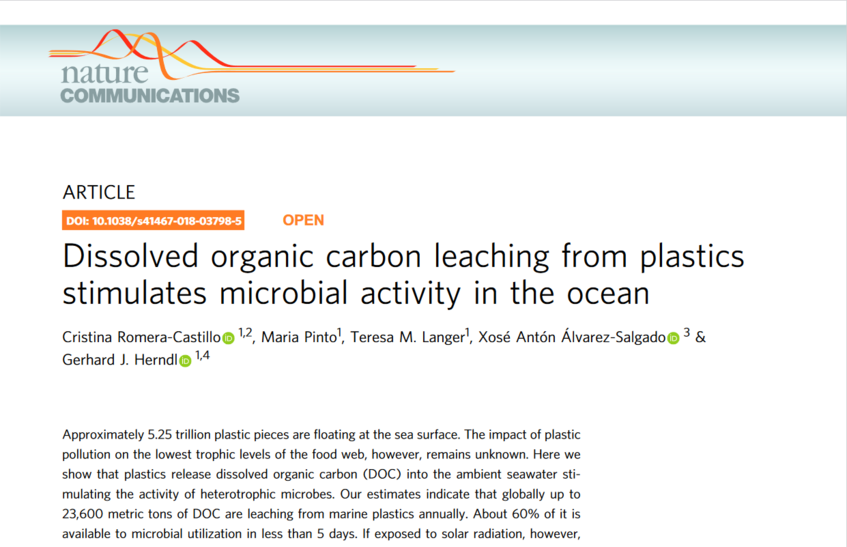 Dissolved organic carbon leaching from plastics stimulates microbial activity in the ocean